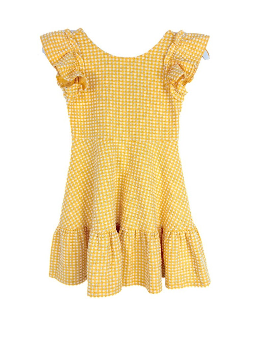 Janie and Jack Yellow & White Ruffle-Sleeve Dress Girl's Size 7 EUC